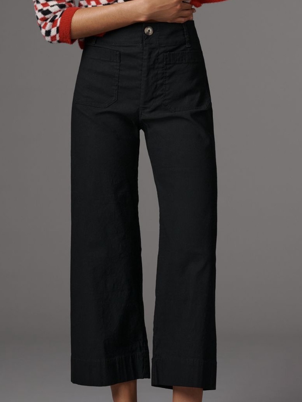 Anthropologie MAEVE Colette cropped wide leg magic fabric pants in Black US 26